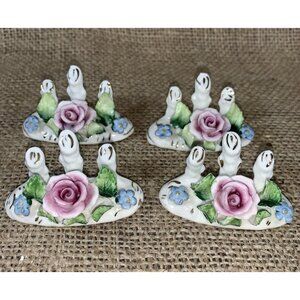Antique German Rose Place Card Holders Set Of 4 Business Card Holder